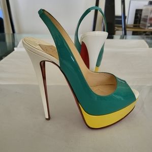 Christian Louboutin platform sandals size 36.5 color green, yellow, white.